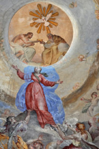 Cupola, particolare della Vergine assunta