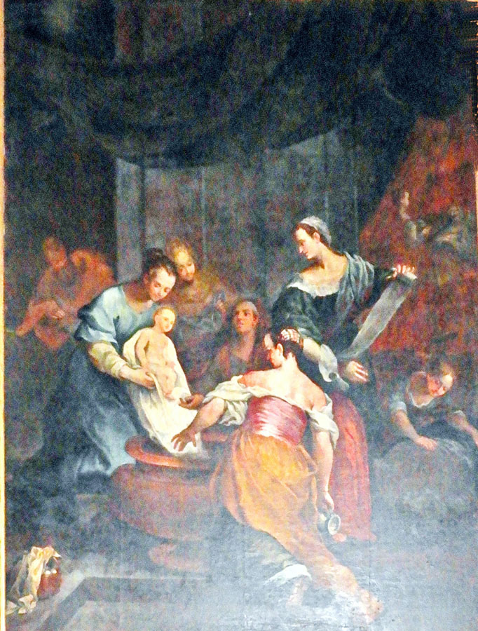 Fig. 2: La nascita di Giovanni Battista, olio su tela, Chiesa di San Giovanni Battista, Cuorgnè (TO)