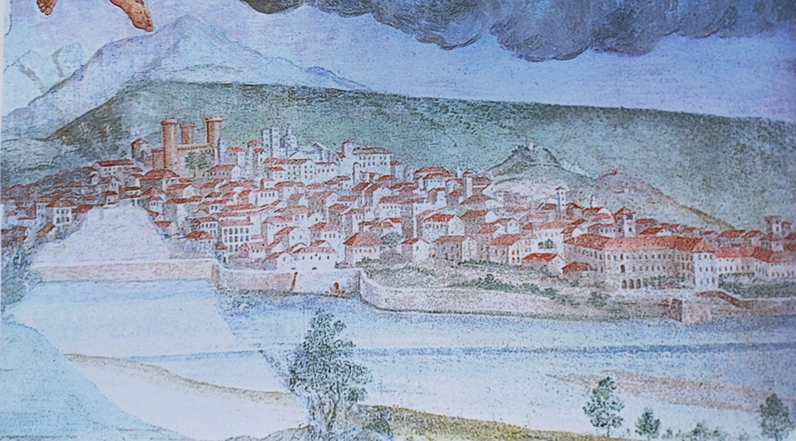 Fig. 1: Veduta panoramica di Ivrea: un particolare negli affreschi del salone del Palazzo Vescovile