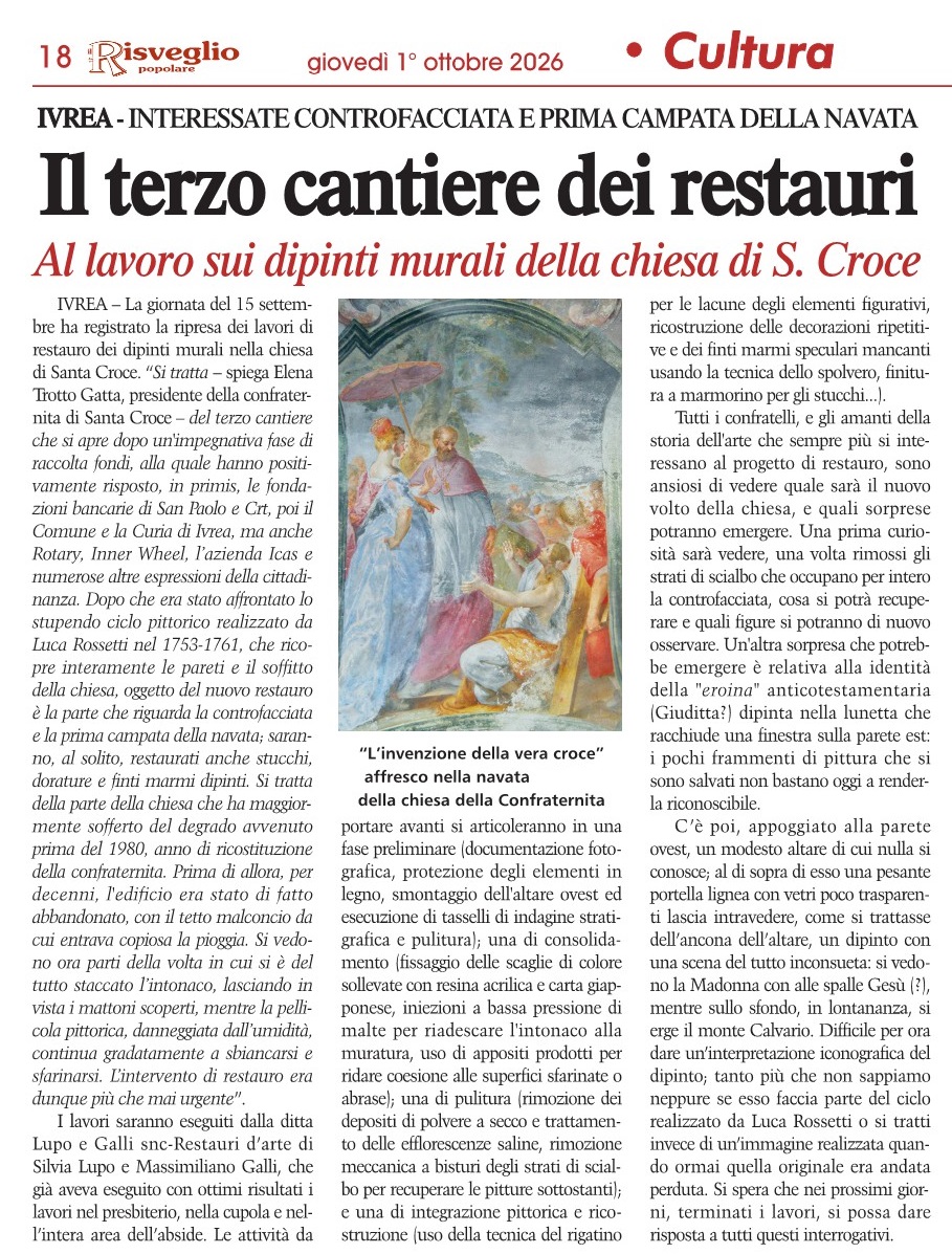 Una nuova importante tappa nel percorso di restauro dei dipinti in Santa Croce Una nuova importante tappa nel percorso di restauro dei dipinti in Santa Croce
